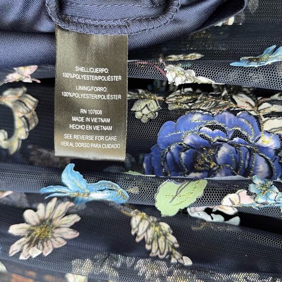 Nicole Miller New York Floral Appliqué Embroidered Maxi Dress Gown - Picture 7 of 7